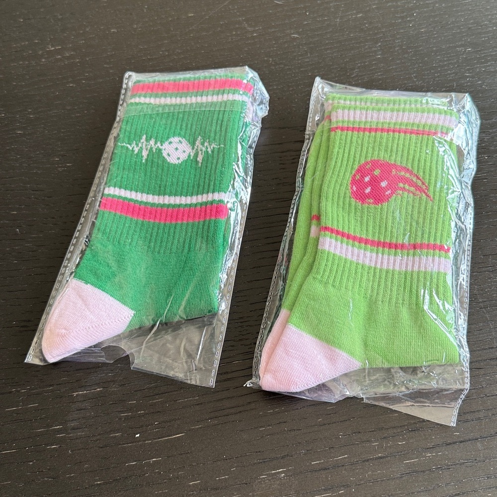 NEW Green and Pink Women's Pickleball Funky Socks Active Lounge